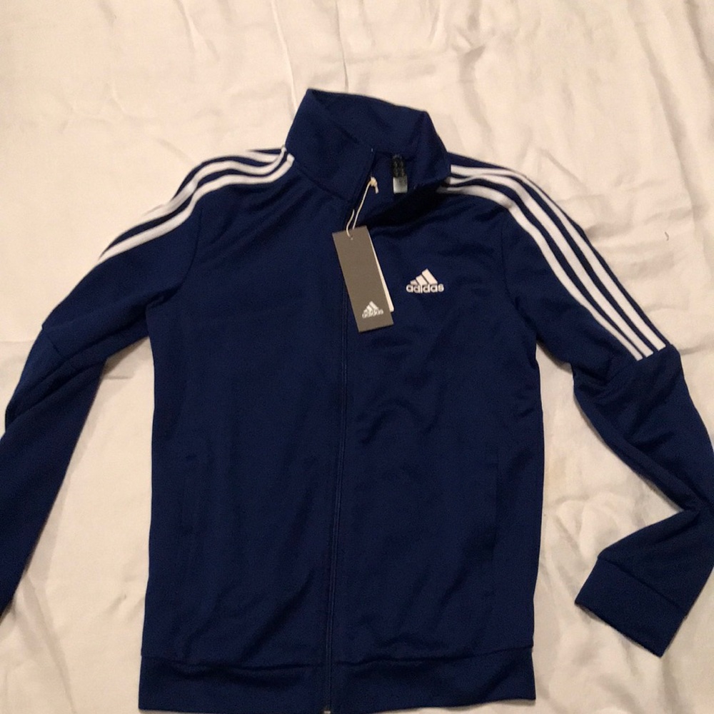 Blue Adidas jacket with side slit pockets